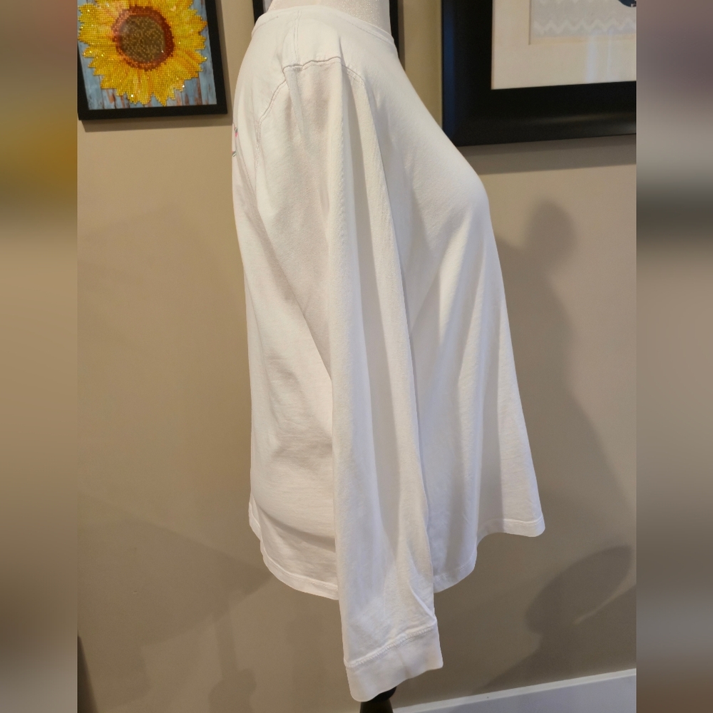 Vineyard Vines Women's White Long Sleeve Tee Shirt 100% Cotton - Picture 4 of 7
